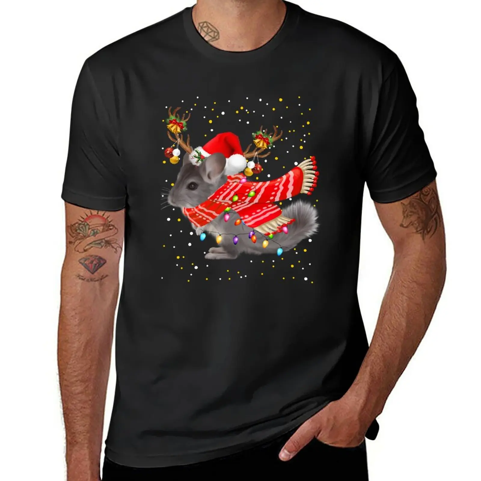 Šinšilų šiaurės Elnių Kalėdų Šviesos T-Shirt, derliaus drabužius, plius dydis t marškinėliai trumpomis rankovėmis tee vyrams