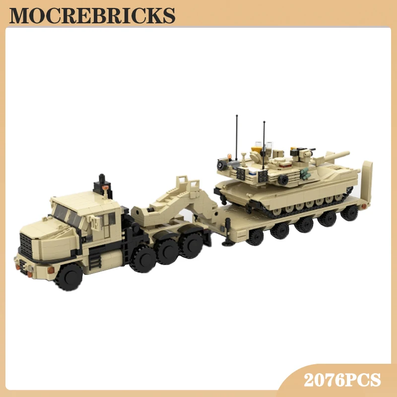 Šiuolaikinės Karinės Įrangos M1070 Sunkvežimių M1000 Traktoriaus Puspriekabė Automobilio Modelio SS Statybinių Blokų Technologija, Plytos, Žaislai